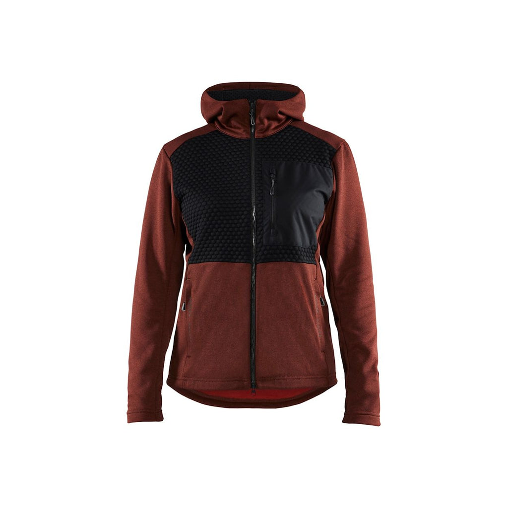 Blåkläder Dames Hoodie Met Hele Rits Black Gebrand rood/Zwart / XS,Gebrand rood/Zwart / S,Gebrand rood/Zwart / M,Gebrand rood/Zwart / L,Gebrand rood/Zwart / XL,Gebrand rood/Zwart / XXL,Gebrand rood/Zwart / XXXL