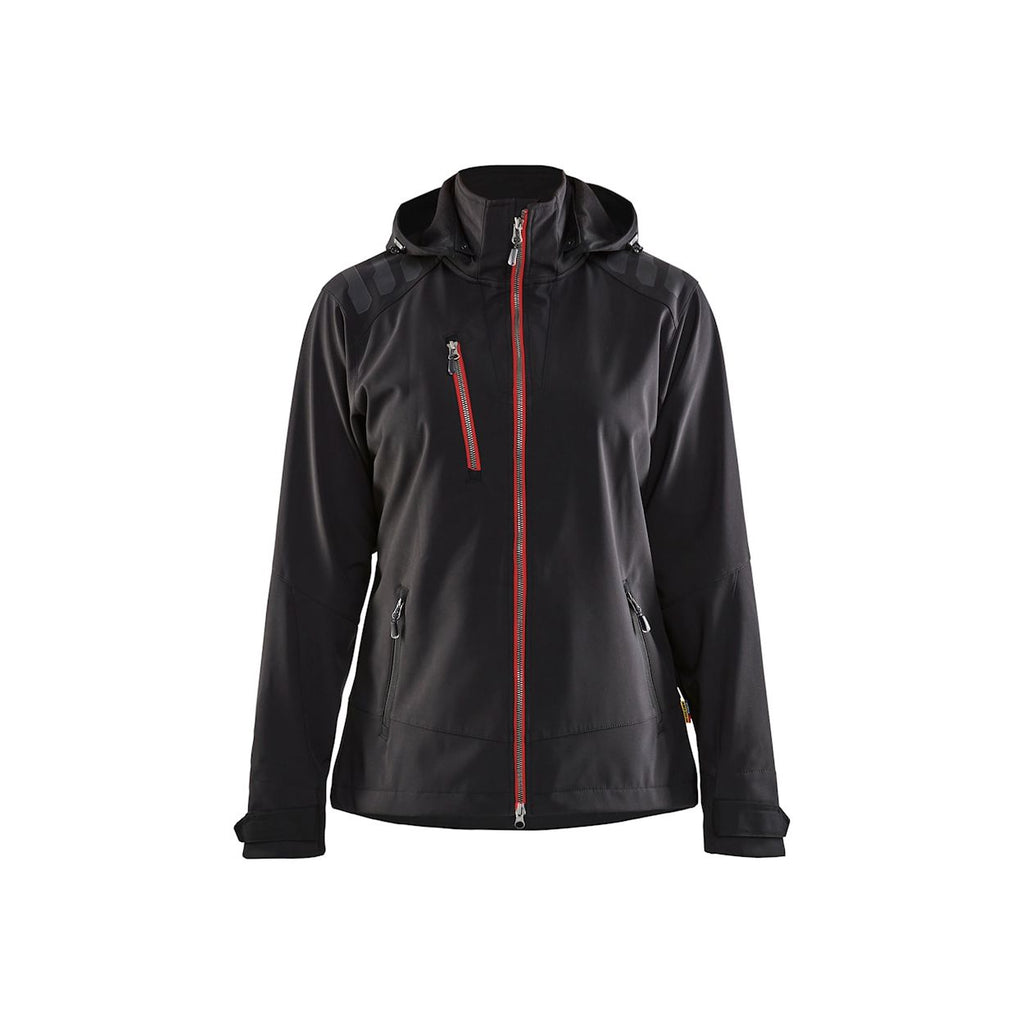 Blåkläder Dames Softshell Jack Dark Slate Gray Zwart/rood / XS,Zwart/rood / S,Zwart/rood / M,Zwart/rood / L,Zwart/rood / XL,Zwart/rood / 2XL,Zwart/rood / 3XL