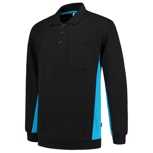 Tricorp Polosweater Bicolor Borstzak 302001 Black Sweaters BlackTurquoise / XS,BlackTurquoise / S,BlackTurquoise / M,BlackTurquoise / L,BlackTurquoise / XL,BlackTurquoise / XXL,BlackTurquoise / 3XL