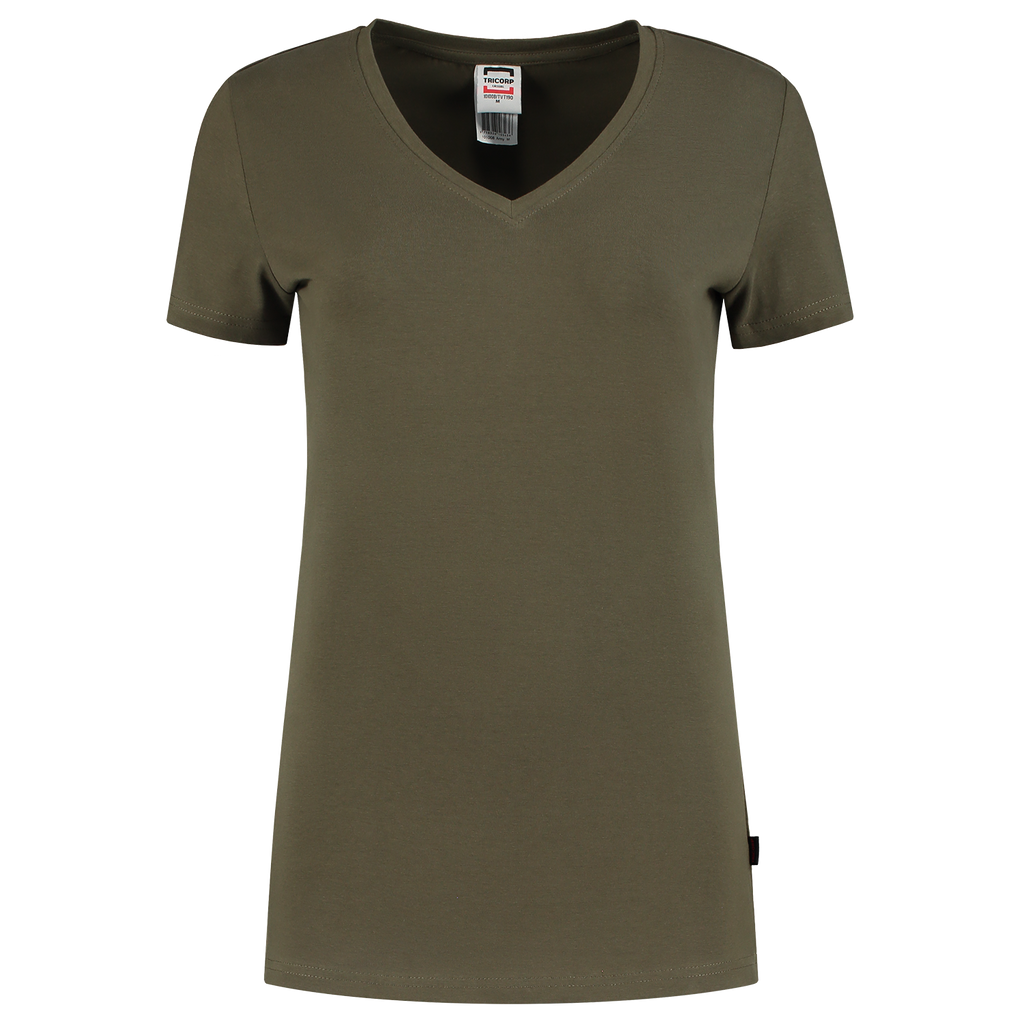 Tricorp T-shirt V Hals Fitted Dames 101008 Dark Olive Green T-shirts Army / XS,Army / S,Army / M,Army / L,Army / XL,Army / XXL,Black / XS,Black / S,Black / M,Black / L,Black / XL,Black / XXL,Darkgrey / XS,Darkgrey / S,Darkgrey / M,Darkgrey / L,Darkgrey / XL,Darkgrey / XXL,Fuchsia / XS,Fuchsia / S,Fuchsia / M,Fuchsia / L,Fuchsia / XL,Fuchsia / XXL,Ink / XS,Ink / S,Ink / M,Ink / L,Ink / XL,Ink / XXL,Lime / XS,Lime / S,Lime / M,Lime / L,Lime / XL,Lime / XXL,Navy / XS,Navy / S,Navy / M,Navy / L,Navy / XL,Navy /