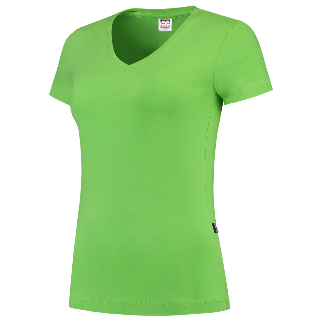 Tricorp T-shirt V Hals Fitted Dames 101008 Yellow Green T-shirts Lime / L,Lime / M,Lime / S,Lime / XL,Lime / XS,Lime / XXL