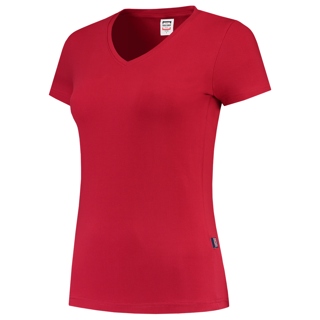 Tricorp T-shirt V Hals Fitted Dames 101008 Firebrick T-shirts Red / L,Red / M,Red / S,Red / XL,Red / XS,Red / XXL