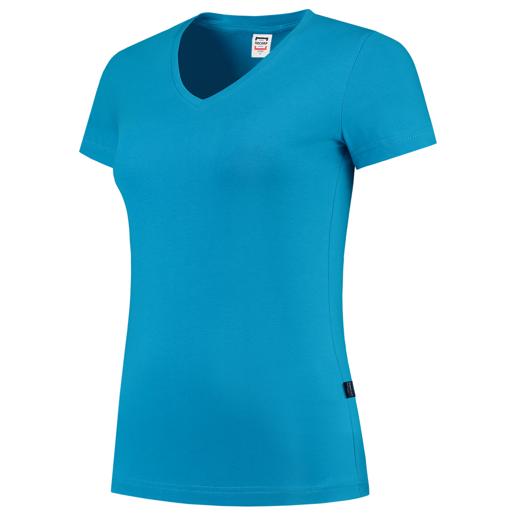 Tricorp T-shirt V Hals Fitted Dames 101008 Light Sea Green T-shirts Turquoise / L,Turquoise / M,Turquoise / S,Turquoise / XL,Turquoise / XS,Turquoise / XXL