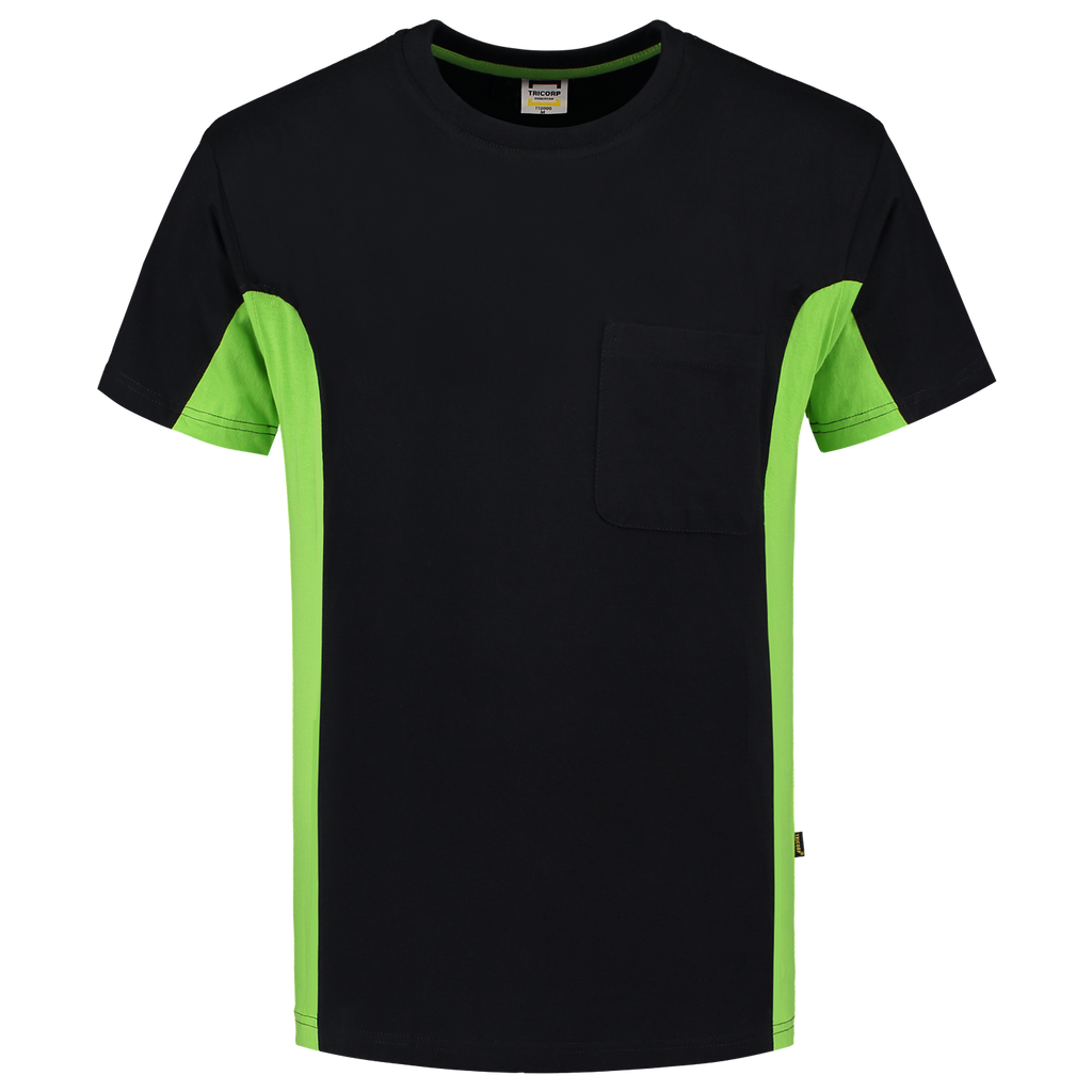 Tricorp T-shirt Bicolor Borstzak 102002 Black T-shirts BlackLime / 3XL,BlackLime / L,BlackLime / M,BlackLime / S,BlackLime / XL,BlackLime / XS,BlackLime / XXL