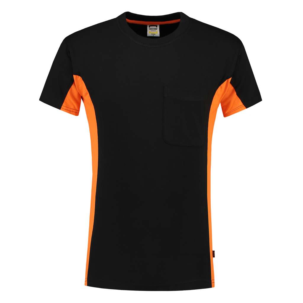 Tricorp T-shirt Bicolor Borstzak 102002 Black T-shirts BlackOrange / 3XL,BlackOrange / L,BlackOrange / M,BlackOrange / S,BlackOrange / XL,BlackOrange / XS,BlackOrange / XXL