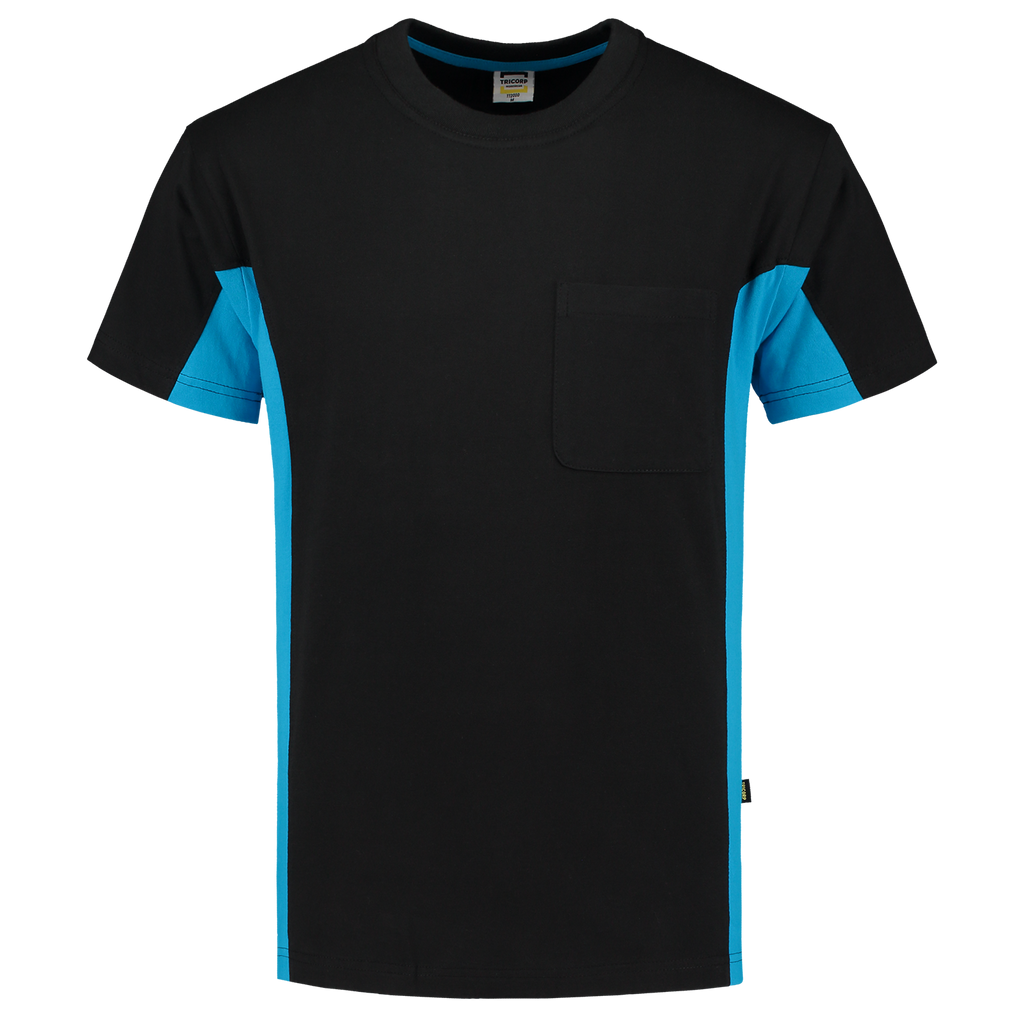 Tricorp T-shirt Bicolor Borstzak 102002 Black T-shirts BlackTurquoise / 3XL,BlackTurquoise / L,BlackTurquoise / M,BlackTurquoise / S,BlackTurquoise / XL,BlackTurquoise / XS,BlackTurquoise / XXL