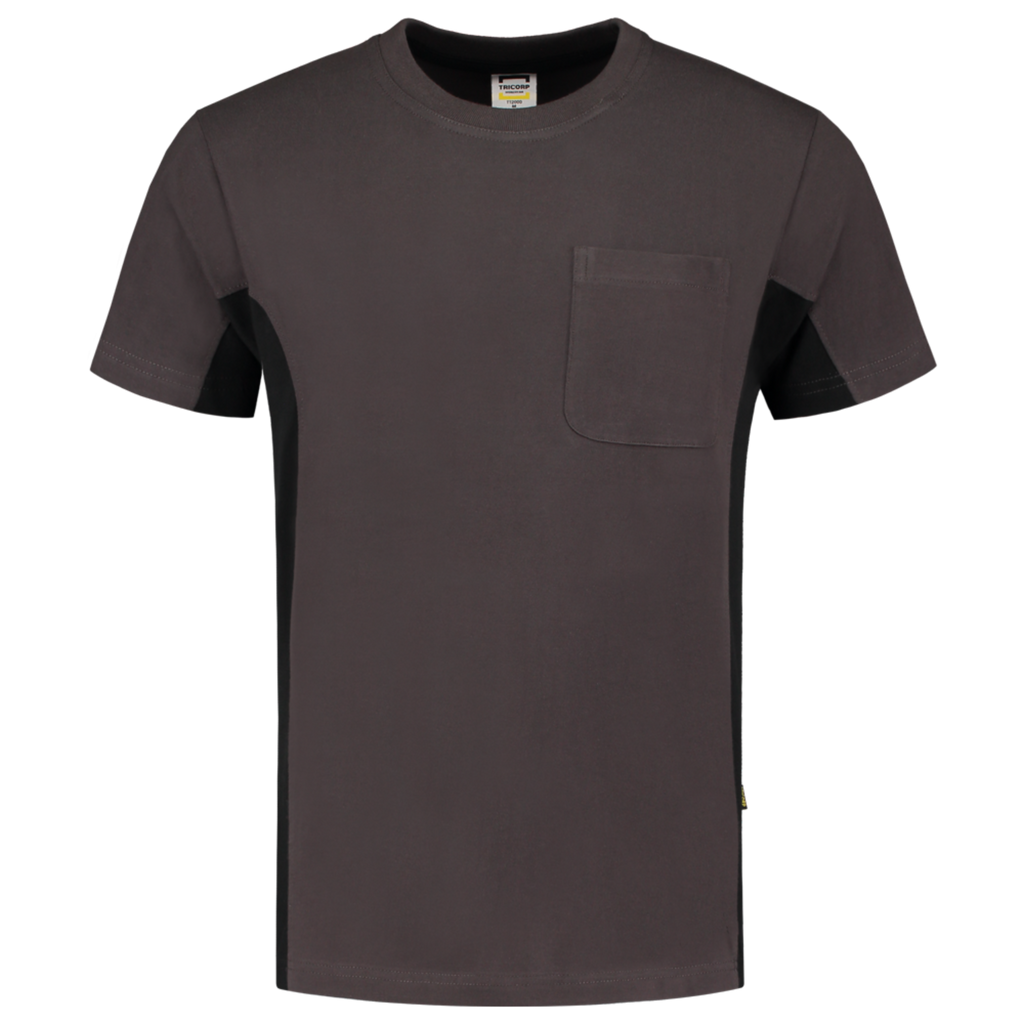 Tricorp T-shirt Bicolor Borstzak 102002 Dark Slate Gray T-shirts DarkgreyBlack / 3XL,DarkgreyBlack / L,DarkgreyBlack / M,DarkgreyBlack / S,DarkgreyBlack / XL,DarkgreyBlack / XS,DarkgreyBlack / XXL