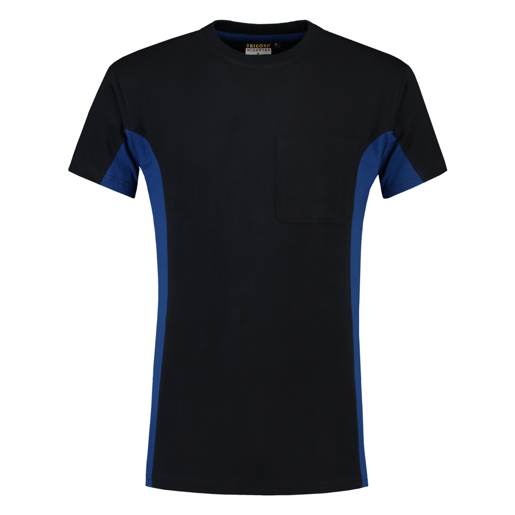 Tricorp T-shirt Bicolor Borstzak 102002 Black T-shirts NavyRoyalblue / 3XL,NavyRoyalblue / L,NavyRoyalblue / M,NavyRoyalblue / S,NavyRoyalblue / XL,NavyRoyalblue / XS,NavyRoyalblue / XXL