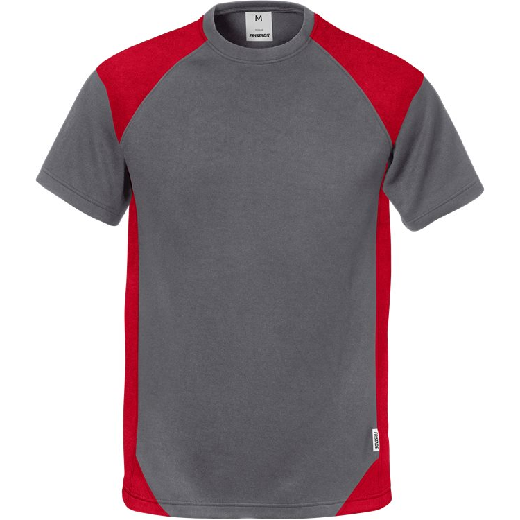 FRISTADS T-Shirt 7046 Thv Dim Gray T-shirts/Poloshirts Grijs/rood / XS,Grijs/rood / S,Grijs/rood / M,Grijs/rood / L,Grijs/rood / XL,Grijs/rood / 2XL,Grijs/rood / 3XL