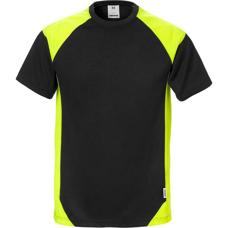 FRISTADS T-Shirt 7046 Thv Black T-shirts/Poloshirts Zwart/hi-vis geel / XS,Zwart/hi-vis geel / S,Zwart/hi-vis geel / M,Zwart/hi-vis geel / L,Zwart/hi-vis geel / XL,Zwart/hi-vis geel / 2XL,Zwart/hi-vis geel / 3XL,Zwart/hi-vis geel / 4XL