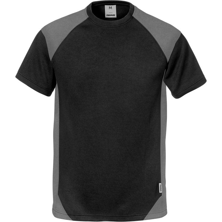 FRISTADS T-Shirt 7046 Thv Black T-shirts/Poloshirts Zwart/grijs / XS,Zwart/grijs / S,Zwart/grijs / M,Zwart/grijs / L,Zwart/grijs / XL,Zwart/grijs / 2XL,Zwart/grijs / 3XL,Zwart/grijs / 4XL