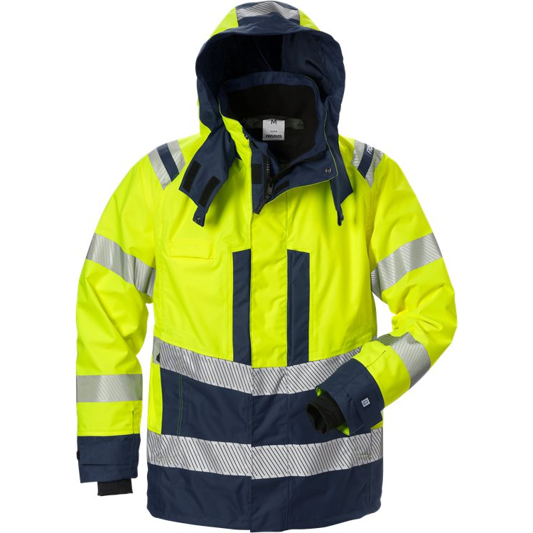 FRISTADS Hi Vis Airtech® Shelljack Klasse 3 4515 Gtt Green Yellow Jacks Hi-Vis geel/marineblauw / XS,Hi-Vis geel/marineblauw / S,Hi-Vis geel/marineblauw / M,Hi-Vis geel/marineblauw / L,Hi-Vis geel/marineblauw / XL,Hi-Vis geel/marineblauw / 2XL,Hi-Vis geel/marineblauw / 3XL,Hi-Vis geel/marineblauw / 4XL