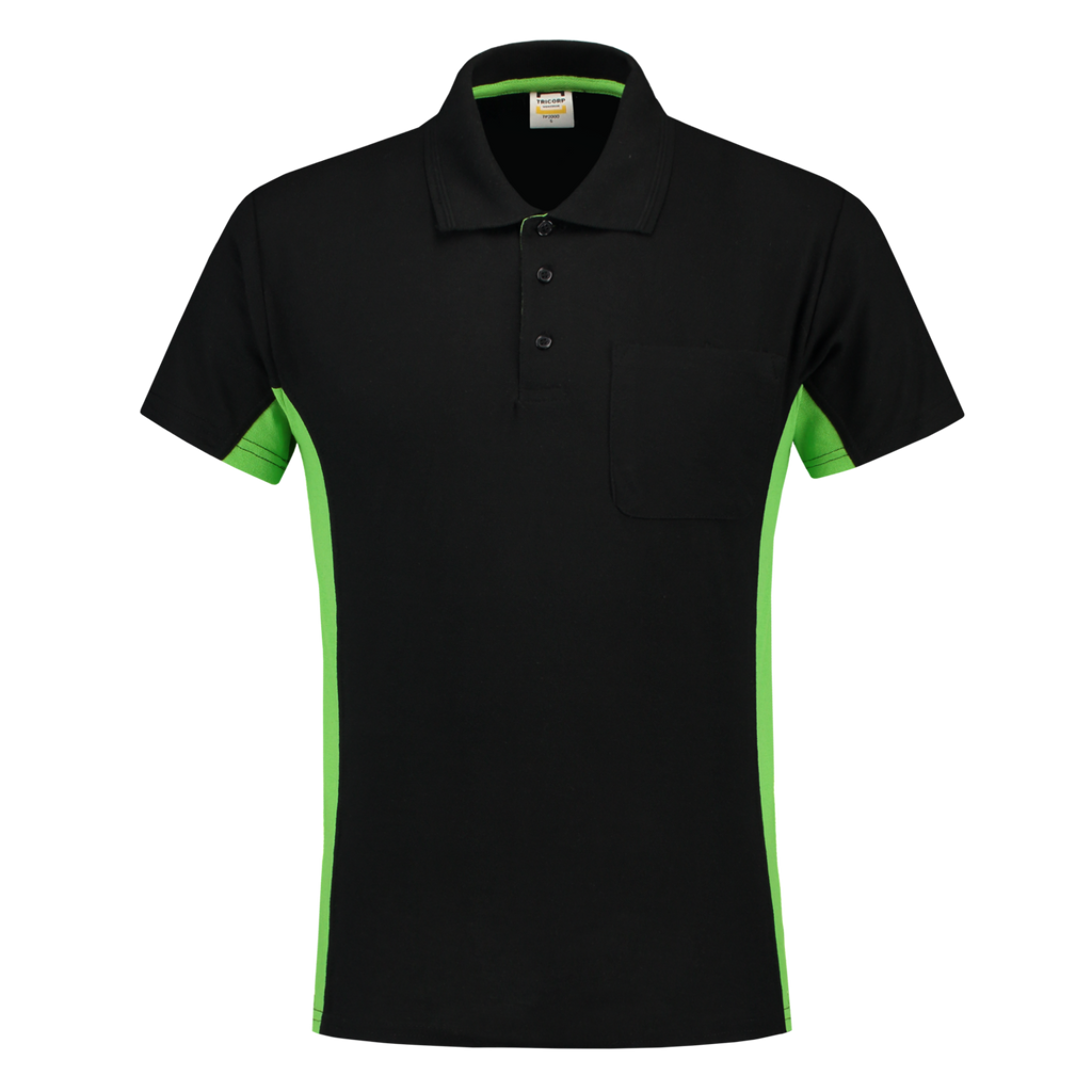 Tricorp Poloshirt Bicolor Borstzak 202002 Black Poloshirts BlackLime / 3XL,BlackLime / L,BlackLime / M,BlackLime / S,BlackLime / XL,BlackLime / XS,BlackLime / XXL