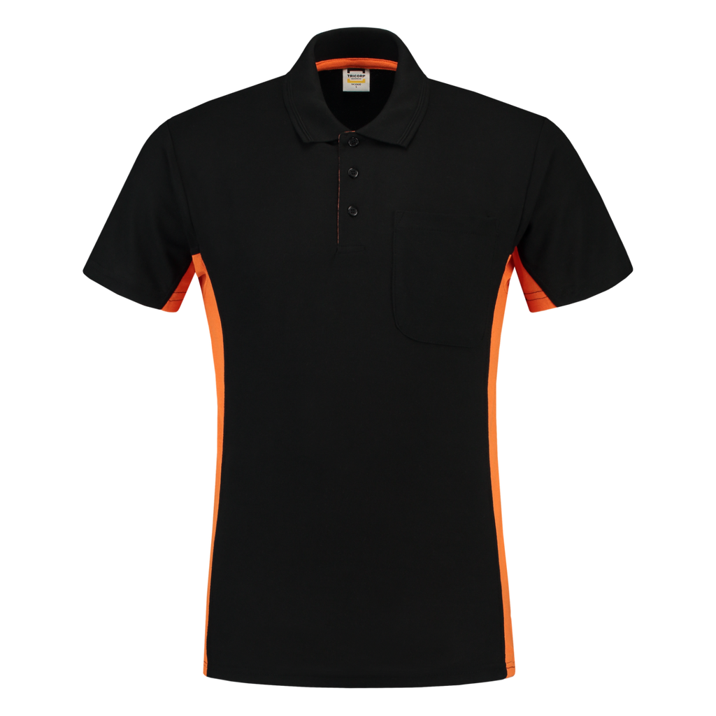 Tricorp Poloshirt Bicolor Borstzak 202002 Black Poloshirts BlackOrange / 3XL,BlackOrange / L,BlackOrange / M,BlackOrange / S,BlackOrange / XL,BlackOrange / XS,BlackOrange / XXL