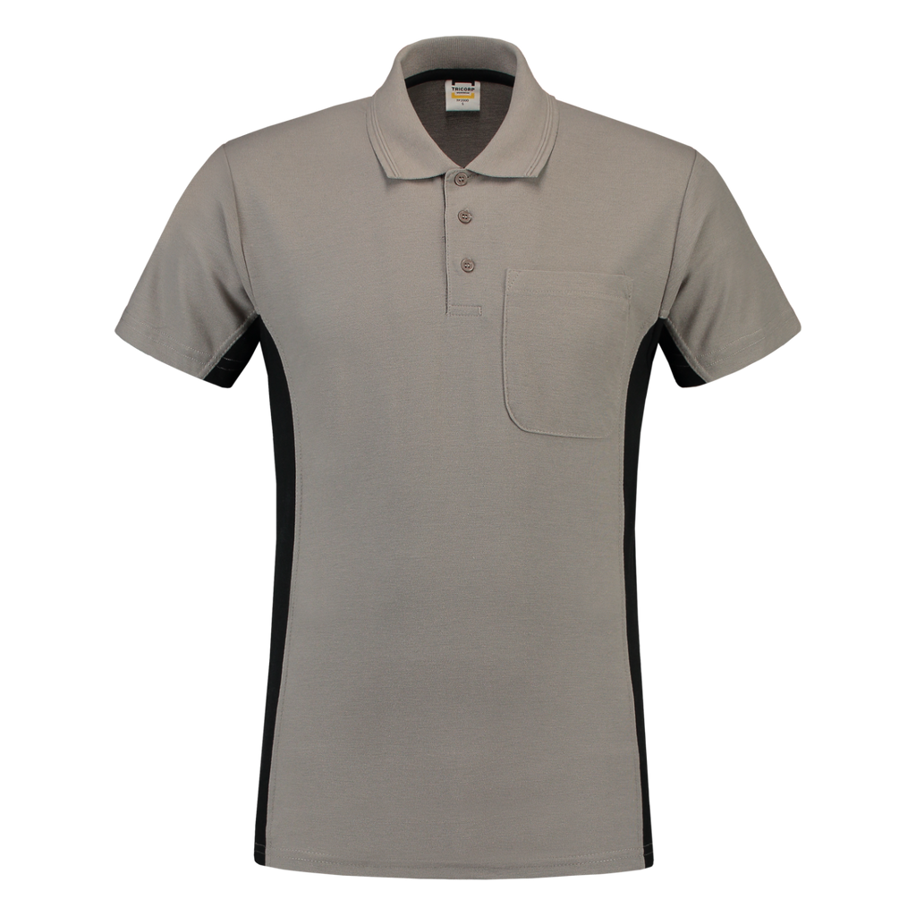 Tricorp Poloshirt Bicolor Borstzak 202002 Slate Gray Poloshirts GreyBlack / 3XL,GreyBlack / L,GreyBlack / M,GreyBlack / S,GreyBlack / XL,GreyBlack / XS,GreyBlack / XXL