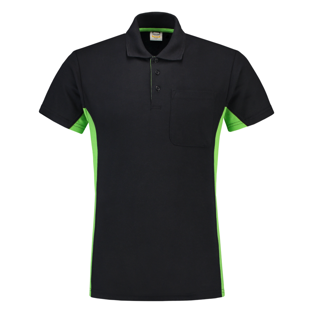 Tricorp Poloshirt Bicolor Borstzak 202002 Black Poloshirts NavyLime / 3XL,NavyLime / L,NavyLime / M,NavyLime / S,NavyLime / XL,NavyLime / XS,NavyLime / XXL