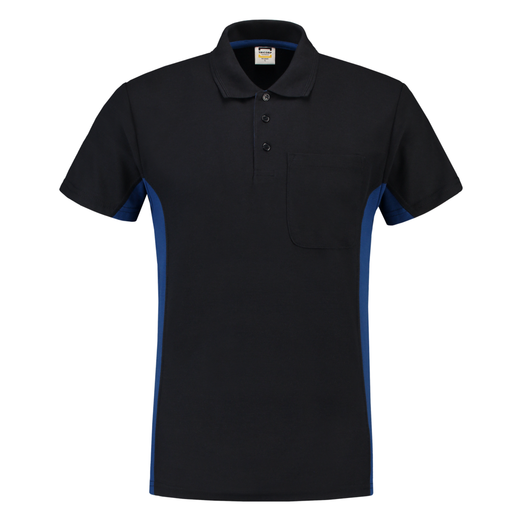 Tricorp Poloshirt Bicolor Borstzak 202002 Black Poloshirts NavyRoyalblue / 3XL,NavyRoyalblue / L,NavyRoyalblue / M,NavyRoyalblue / S,NavyRoyalblue / XL,NavyRoyalblue / XS,NavyRoyalblue / XXL