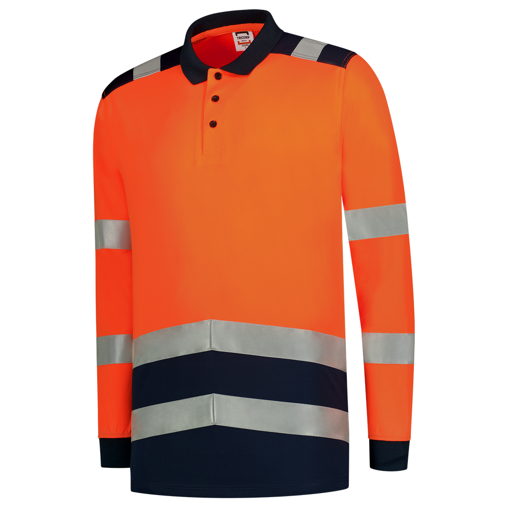 Tricorp Poloshirt High Vis Bicolor Lange Mouw 203008 Chocolate Poloshirts FluororangeInk / XS,FluororangeInk / S,FluororangeInk / M,FluororangeInk / L,FluororangeInk / XL,FluororangeInk / XXL,FluororangeInk / 3XL,FluororangeInk / 4XL