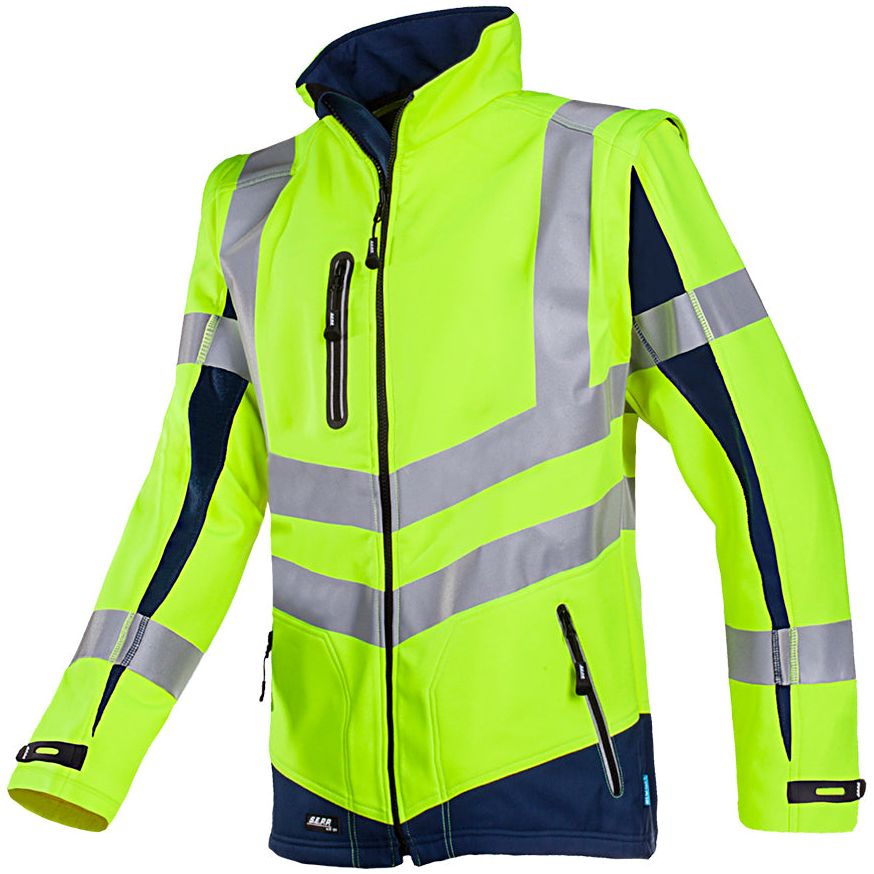 Sioen Sioen 724Z Malden softshell jas Green Yellow Softshell jas fluo geel/marineblauw / XS,fluo geel/marineblauw / S,fluo geel/marineblauw / M,fluo geel/marineblauw / L,fluo geel/marineblauw / XL,fluo geel/marineblauw / XXL,fluo geel/marineblauw / 3XL